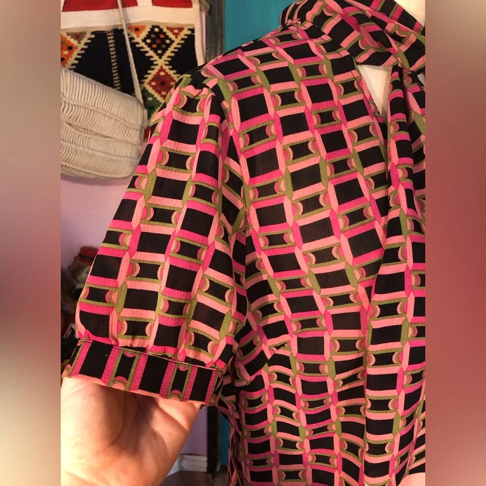 Vintage Art Deco Lavalliere Blouse Size L 🖤 - Picture 11 of 16